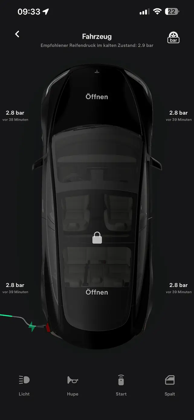Tesla App Reifendruck