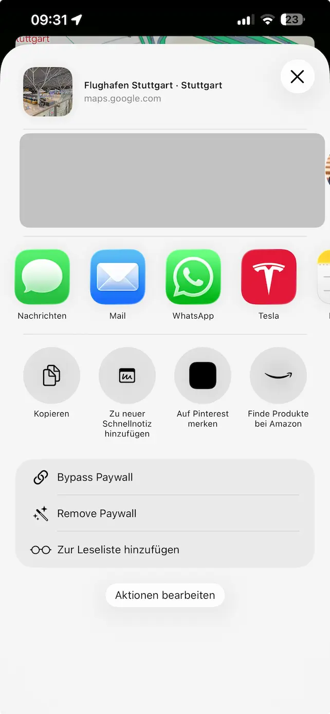 Google Maps Teilen mit Tesla App
