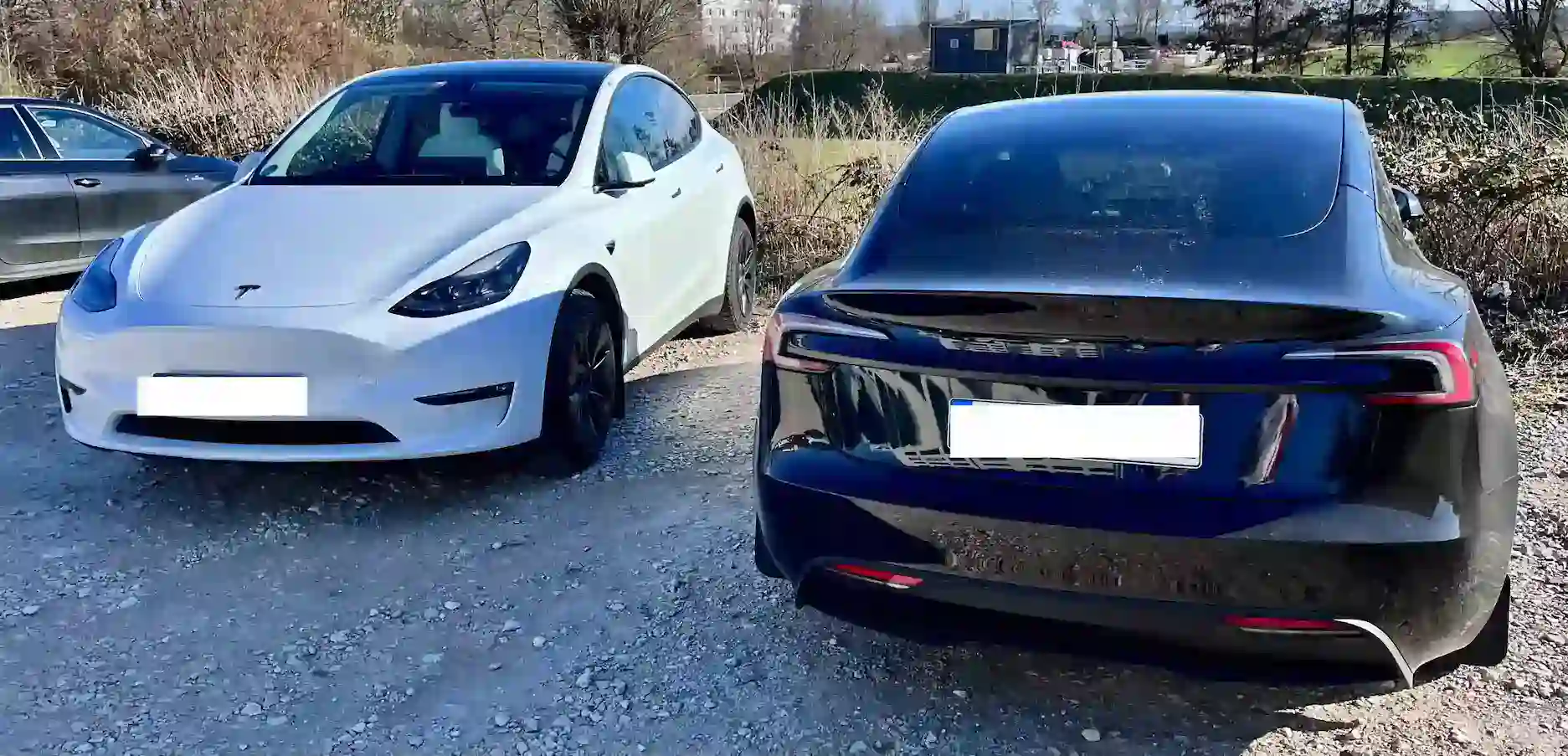 Tesla Model Y und Model 3 im direkten Größenvergleich